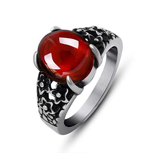 Daesar Edelstahl Männer Ring Partner Drachen Kralle Oval Rot Zirkonia mit Stern Freundschaftsring Punk Ring Edelstahlring Schwarz Silber Größe 60 (19.1) von Daesar