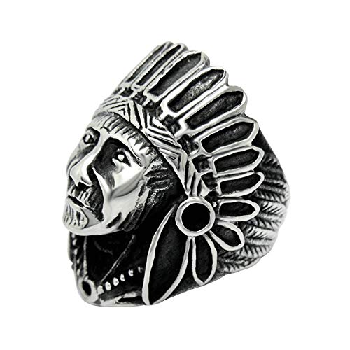 Daesar Edelstahl Männer Ring Punk Indianer Totenkopf Gothic Freundschaftsring Edelstahlringe Silber Größe 62 (19.7) von Daesar