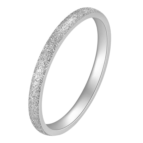 Daesar Edelstahl Ring Damen, Silber Ringe Frauen Personalisiert 2MM Schmal Matt Bandring Ring Große 49 (15.6) von Daesar