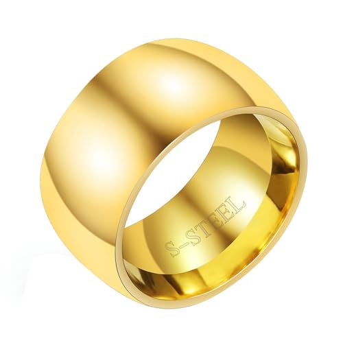 Daesar Edelstahl Ring Herren, Gold Ringe Männer Personalisiert 11MM Glänzend Bandring Ring Große 67 (21.3) von Daesar