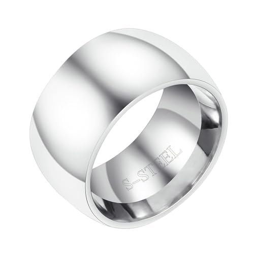 Daesar Edelstahl Ring Herren, Männer Ringe Personalisiert 11MM Glänzend Bandring Silber Ring Große 65 (20.7) von Daesar