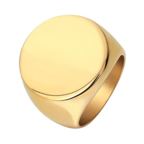 Daesar Edelstahl Ring Herren, Männer Ringe Personalisiert 22MM Glatt Rund Siegelring Gold Ring Große 57 (18.1) von Daesar