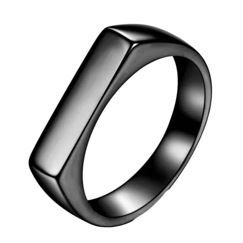 Daesar Edelstahl Ring Herren, Männer Ringe Personalisiert 4MM Rechteck Siegelring Schwarz Ring Große 54 (17.2) von Daesar