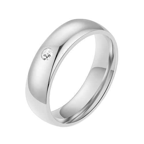 Daesar Edelstahl Ring Herren, Männer Ringe Personalisiert 5MM mit Zirkonia Bandring Silber Ring Große 49 (15.6) von Daesar