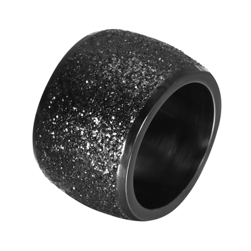 Daesar Edelstahl Ring Herren, Schwarz Ringe Männer Personalisiert 16MM Matt Rund Bandring Ring Große 60 (19.1) von Daesar