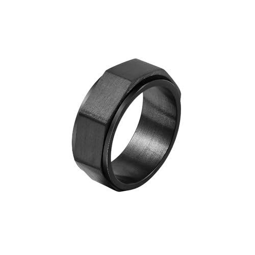 Daesar Edelstahl Ring Herren Schwarz, Männer Ringe Personalisiert Spinner Matt 7.8MM Ring Gr.57 (18.1) von Daesar