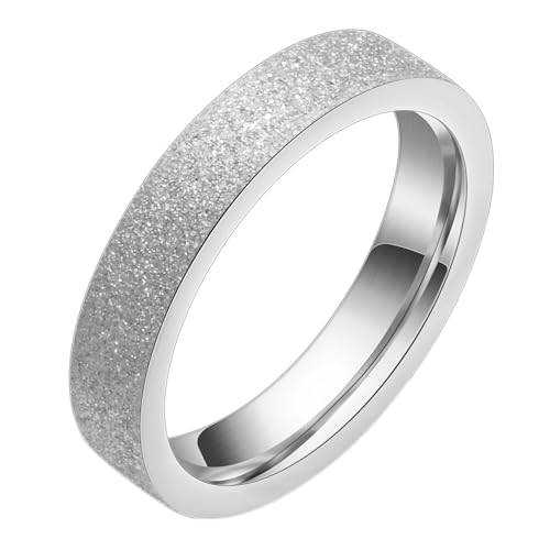 Daesar Edelstahl Ring Herren Silber, Männer Ringe Personalisiert 4MM Matt Bandring Ring Große 52 (16.6) von Daesar