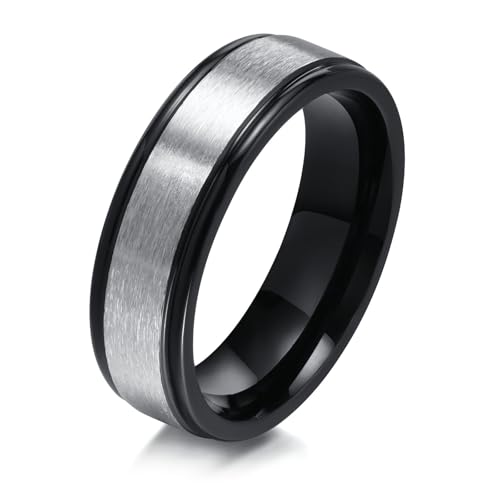 Daesar Edelstahl Ring Männer, Herren Ringe Personalisiert 6MM Matt Bandring Ring Gr.67 (21.3) von Daesar