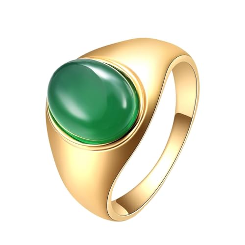 Daesar Edelstahl Ring Männer, Herren Ringe Personalisiert mit Grün Oval Stein Siegelring Ring Große 60 (19.1) von Daesar