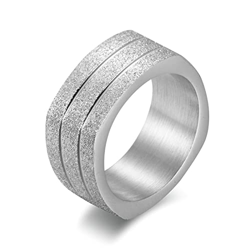 Daesar Edelstahl Ring Männer, Silber Ring Personalisiert 9.5MM Matt Bandring Partnerringe Freundschaftsringe Gr.65 (20.7) von Daesar