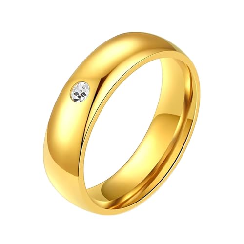 Daesar Edelstahl Ring für Männer, Ringe Personalisiert 5MM mit Zirkonia Bandring Gold Ring Gr.49 (15.6) von Daesar