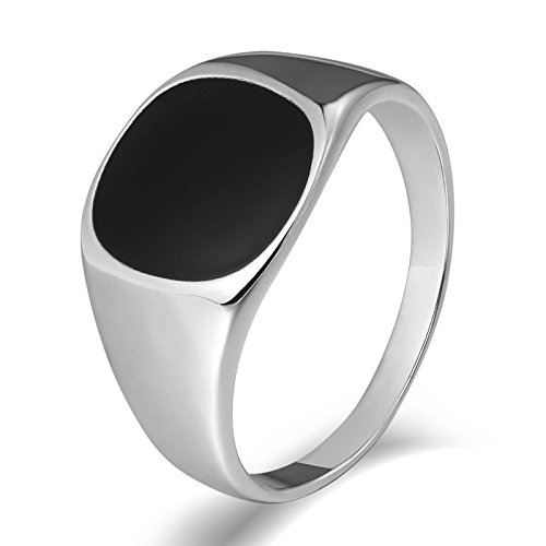Daesar Edelstahl Ring mit Stein für Männer Ringe Personalisiert Silber Siegelring Breit mit Zirkonia Größe 67 (21.3) von Daesar