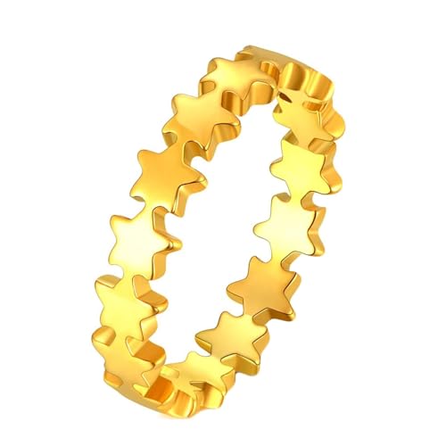 Daesar Edelstahl Ringe Damen, Frauen Ring Personalisiert 4MM Sterne Gold Ringe Gr.60 (19.1) von Daesar