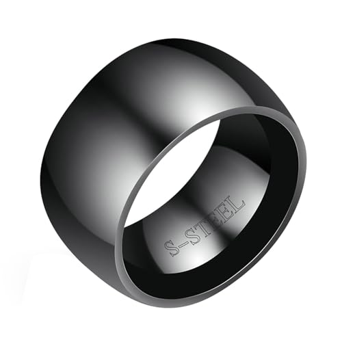 Daesar Edelstahl Ringe Herren, Männer Ring Personalisiert 11MM Glänzend Bandring Schwarz Ringe Gr.60 (19.1) von Daesar