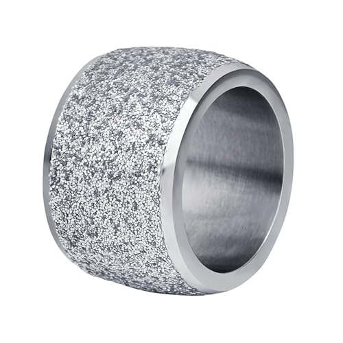 Daesar Edelstahl Ringe Herren, Männer Ring Personalisiert 16MM Matt Rund Bandring Silber Ringe Gr.65 (20.7) von Daesar