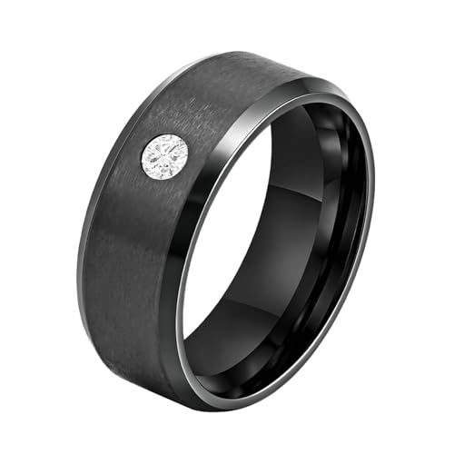 Daesar Edelstahl Ringe Männer, Herren Ring Personalisiert Matt 8MM mit Zirkonia Bandring Ringe Gr.62 (19.7) von Daesar