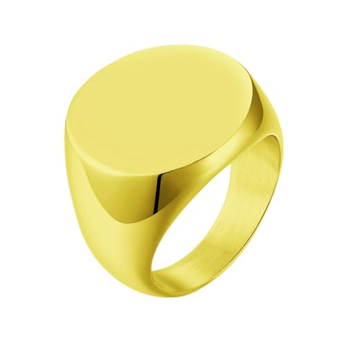 Daesar Edelstahl Ringe Partnerringe Gold, Ring Personalisiert Breit 20MM Siegelring Ringe Gr.70 (22.3) von Daesar