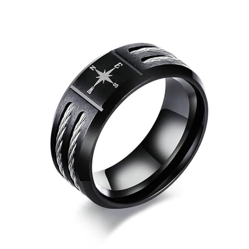 Daesar Edelstahl Ringe Partnerringe Schwarz, Ring Personalisiert Kompass Matt 9MM Bandring Ringe Größe 67 (21.3) von Daesar