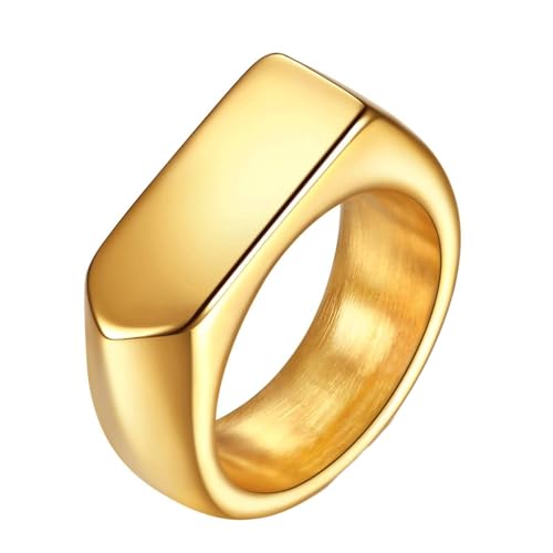 Daesar Edelstahl Ringe für Herren Gold, Männer Ring Personalisiert 9MM Glänzend Siegelring Bandring Ring Gr.65 (20.7) von Daesar