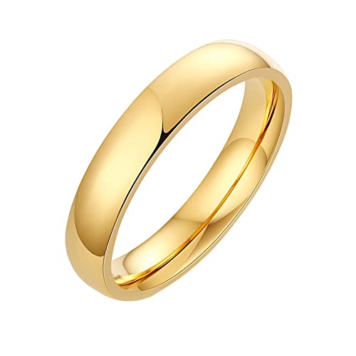 Daesar Edelstahl Ringe für Männer, Gold Ring Personalisiert 4MM Hochglanzpoliert Bandring Partnerringe Freundschaftsringe Große 62 (19.7) von Daesar