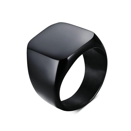 Daesar Edelstahl Ringe für Männer, Schwarz Ring Personalisiert Breit 19MM Siegelring Ringe Gr.57 (18.1) von Daesar