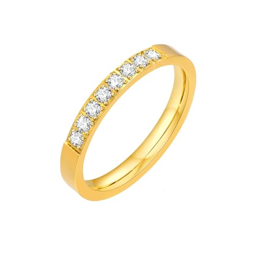 Daesar Edelstahl Vergoldet Ring Frauen, Damen Ringe Personalisiert 3MM mit Zirkonia Bandring Ring Größe 57 (18.1) von Daesar