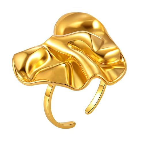 Daesar Edelstahl Vergoldet Ring Frauen, Damen Ringe Personalisiert Herz Offen Ring Verstellbar von Daesar