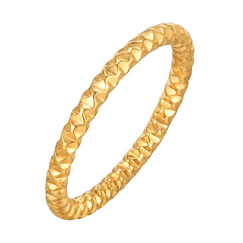 Daesar Edelstahl Vergoldet Ringe Frauen, Gold Ring Personalisiert Schmal 2MM Bandring Ringe Größe 57 (18.1) von Daesar
