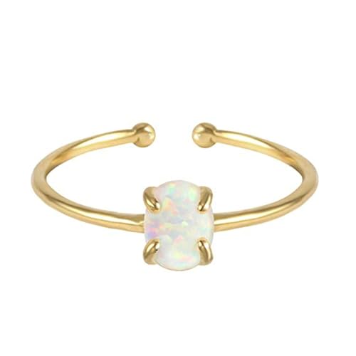 Daesar Ehering 375 Gold Damen Einzeln, Ring Frauen Solitär mit Oval Opal Offen Trauringe Hochzeitsringe Größe 57 (18.1) von Daesar