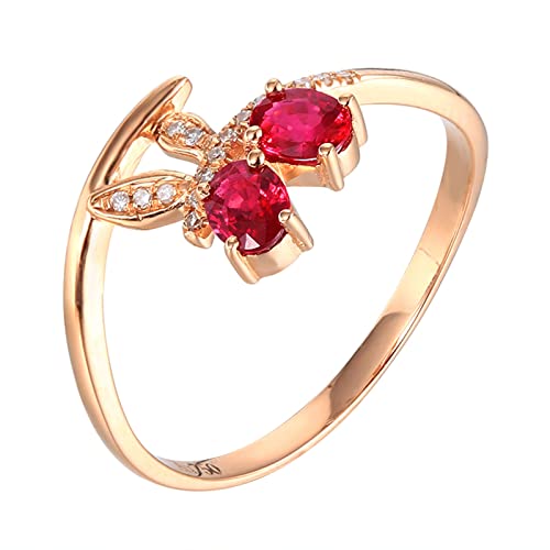 Daesar Ehering Damen Einzeln Rotgold 375, Verlobung Ring Frauen Libelle mit 0.4ct Rubin Trauringe Hochzeitsringe Nickelfrei Große 50 (15.9) von Daesar