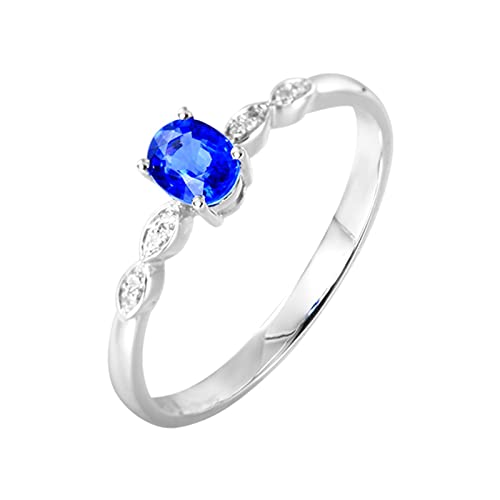 Daesar Ehering Damen Einzeln Weißgold 375, Verlobung Ring Frauen Unendlichkeit mit 0.5ct Oval Saphir Trauringe Hochzeitsringe Nickelfrei Große 56 (17.8) von Daesar