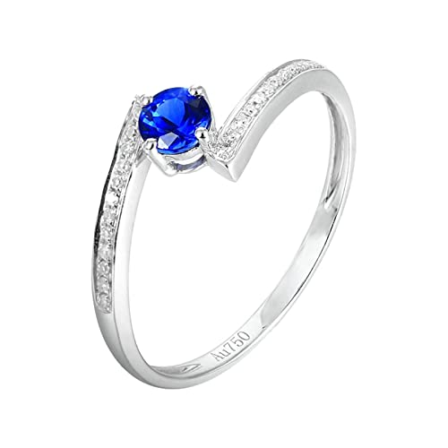 Daesar Ehering Weißgold 585 Damen Einzeln, Hochzeit Ringe Frauen 4-Steg-Krappenfassung mit Saphir 0.35ct Jahrestag Verlobung Ringe Gr.56 (17.8) von Daesar