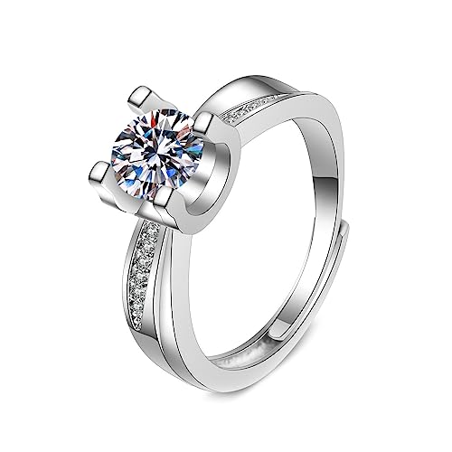 Daesar Ehering Weißgold 750 Damen Einzeln, Hochzeit Ringe Frauen mit Erstellten Diamant Verlobung Ringe Nickelfrei Größe 51 (16.2) von Daesar
