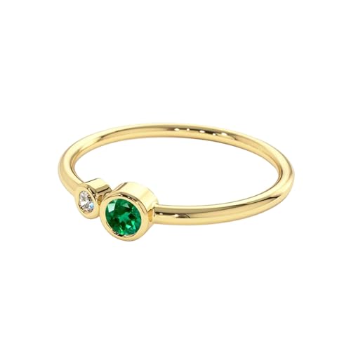 Daesar Eheringe 375 Gold, Damen Ringe Schmal mit Erstellter Smaragd und Moissanit Trauringe Ringe Verlobung und Hochzeit Gr.50 (15.9) von Daesar