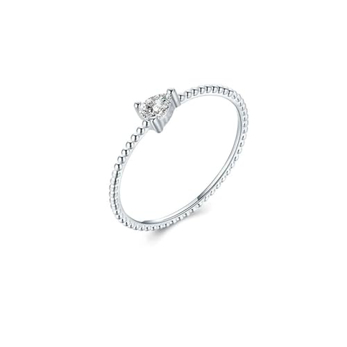 Daesar Eheringe 375 Weißgold, Damen Ringe Solitär mit Tropfen Moissanit Schmal Trauringe Ringe Verlobung und Hochzeit Gr.50 (15.9) von Daesar