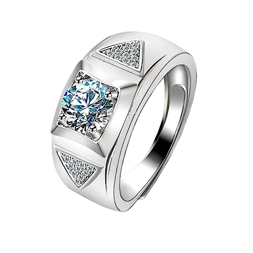 Daesar Eheringe 375er Weißgold, Herren Ringe Siegelring mit Erstellten Diamant 1ct Ringe Verlobung und Hochzeit Trauringe Nickelfrei Größe 56 (17.8) von Daesar