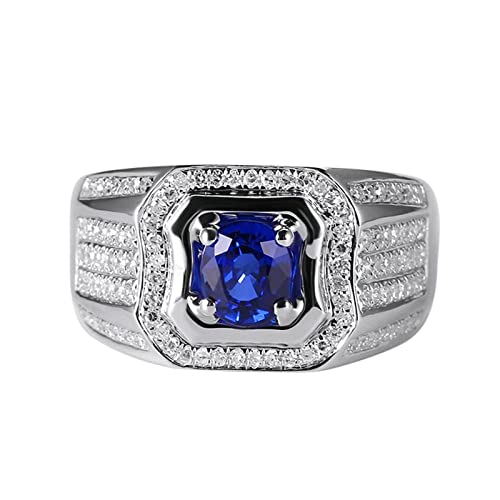 Daesar Eheringe 375er Weißgold, Herren Ringe mit 1.2ct Saphir Siegelring Verlobung Jahrestag Ringe Trauringe Nickelfrei Große 54 (17.2) von Daesar
