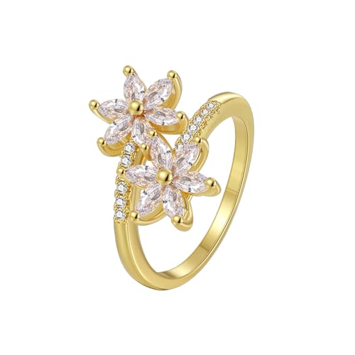 Daesar Eheringe 585 Gold Damen Einzeln, Hochzeit Ring Blumen mit Moissanit Trauringe Verlobung Ringe Frauen Größe 58 (18.5) von Daesar