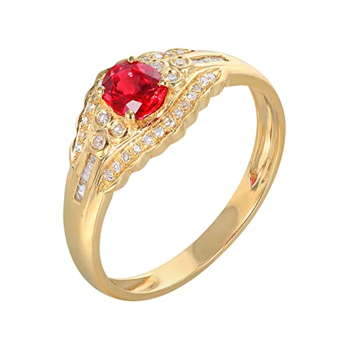 Daesar Eheringe 585 Gold Damen Einzeln, Hochzeit Ring mit Oval Rubin 0.4ct Trauringe Jahrestag Verlobung Ringe Frauen Gr.60 (19.1) von Daesar