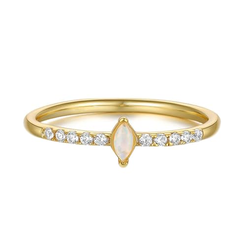 Daesar Eheringe 585er Gold Damen Einzeln, Verlobung Ring Schmal mit Opal und Moissanit Trauringe Hochzeit Ringe Nickelfrei Größe 60 (19.1) von Daesar