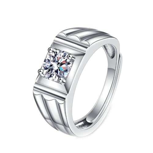 Daesar Eheringe 585er Weißgold, Herren Ringe Solitär mit 1ct Erstellten Diamant Siegelring Ringe Verlobung und Hochzeit Trauringe Nickelfrei Gr.55 (17.5) von Daesar