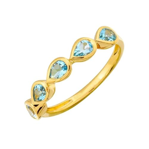Daesar Eheringe 750 Gold, Damen Ringe 5 Steine mit Tropfen Topas Trauringe Ringe Verlobung und Hochzeit Gr.56 (17.8) von Daesar