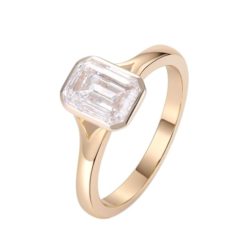 Daesar Eheringe 750 Gold, Damen Ringe Solitär mit 2ct Moissanit Trauringe Ringe Verlobung und Hochzeit Gr.49 (15.6) von Daesar