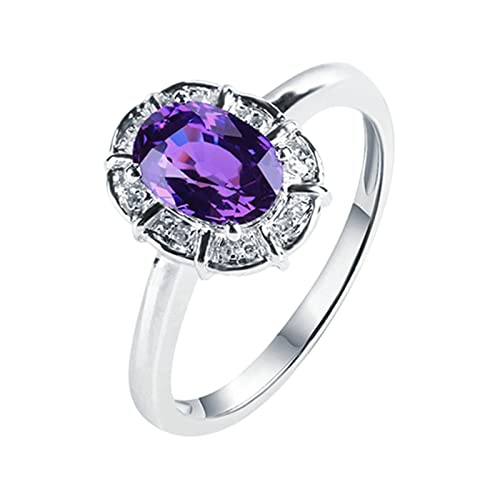 Daesar Eheringe 750 Weißgold Damen Einzeln, Hochzeit Ring Blume mit Violett Saphir 1.5ct Trauringe Jahrestag Verlobung Ringe Frauen Große 54 (17.2) von Daesar