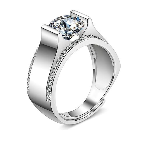 Daesar Eheringe 750 Weißgold Herren Einzeln, Hochzeit Ring Siegelring mit Erstellten Diamant Trauringe Verlobung Ringe Männer Größe 56 (17.8) von Daesar