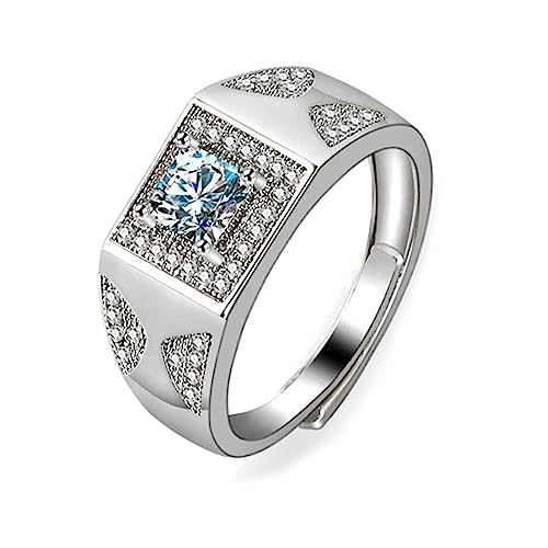 Daesar Eheringe 750 Weißgold Herren Einzeln, Hochzeit Ring mit Erstellten Diamant Siegelring Trauringe Verlobung Ringe Männer Größe 62 (19.7) von Daesar