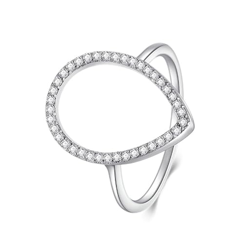 Daesar Eheringe Damen Einzeln, Ring 750 Weißgold Tropfen mit Moissanit Ringe Verlobung und Hochzeit Größe 51 (16.2) von Daesar