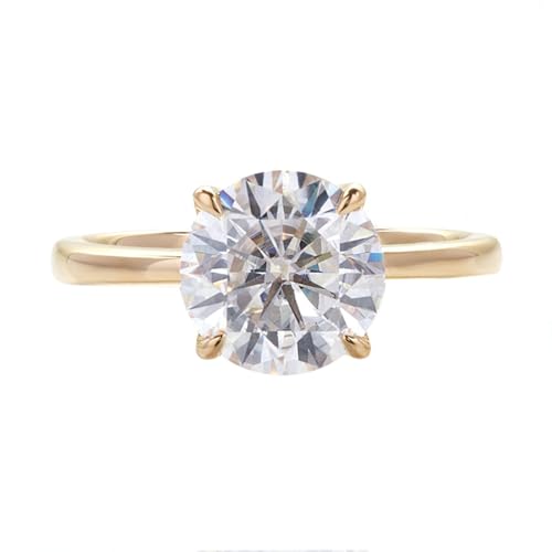 Daesar Eheringe Damen Einzeln 375 Gold, Hochzeit Ring Solitär 4-Steg-Krappenfassung mit Moissanit 1ct Trauringe Verlobungsringe Gr.49 (15.6) von Daesar