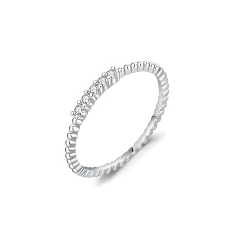 Daesar Eheringe Damen Einzeln 375 Weißgold, Hochzeit Ring Schmal mit Moissanit Trauringe Verlobungsringe Gr.54 (17.2) von Daesar