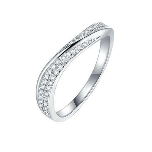 Daesar Eheringe Damen Einzeln 750 Weißgold, Hochzeit Ring Verdreht mit Moissanit Trauringe Verlobungsringe Größe 51 (16.2) von Daesar